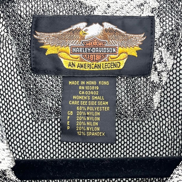 Rare Vintage 90s Silver Harley Davidson Mesh Eagle Button-Up Shirt Ladies Small - Picture 2 of 6